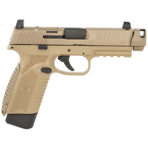 FN 66102136 545 MRD Compensated 45 ACP 15+1 4.43 Black Compensated BBL, FDE PVD Optic Ready/Serr Stainless Slide, FDE Polymer Frame w/Pic Rail, Interchangeable Backstrap Grip, Ambidextrous,Pistol