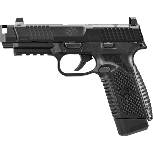 FN 66102137 545 MRD Compensated 45 ACP 10+1 4.43 Black Threaded BBL, Black PVD Optic Ready/Serr Stainless Slide, Black Polymer Frame w/Pic Rail, Interchangeable Backstrap Grip, Ambidextrous,Pistol