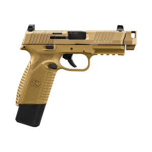 FN 66102138 545 MRD Compensated 45 ACP 10+1 4.43 Black Threaded BBL, FDE PVD Optic Ready/Serr Stainless Slide, FDE Polymer Frame w/Pic Rail, Interchangeable Backstrap Grip, Ambidextrous,Pistol