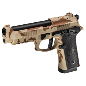 Beretta SPEC0743A15 92XI Full Size Frame 9mm Luger 15+1 4.70 Black DLC Steel BBL, Desert DPM Cerakote Stainless Optic Ready/Serr Slide, Desert DPM Cerakote Alum Frame w/Pic Rail, Black Textured Grip, MRDS Footprint,Pistol