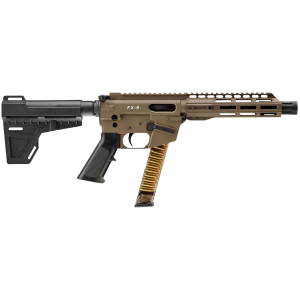 Freedom Ordance FX9P8-FDE FX9P 9mm Luger 31+1 8 Black Nitride Steel BBL, M-LOK Handguard, FDE Anod Alum Rcvr w/Pic Rail, Black Polymer KAK Shockwave Pistol Brace, AR15 Grip, Right Hand,Tactical Pistols