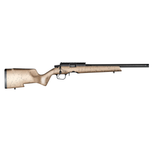 Christensen Arms 8011201500 Ranger 17 HMR 9+1, 18 in Black Carbon Fiber Barrel, Tan w/Black Webbing Fixed w/Aluminum Pillars Stock, Rifle