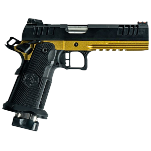 Great Lakes Firearms GL1911DS9FSS Synergy 1911 DS 9mm Luger 20+1 5 Stainless BBL, Black Cerakote Optic Cut/Serr Slide, Galaxy Gold Cerakote Stainless Frame w/Pic Rail, Textured Grip, RMSc Footprint,Pistol