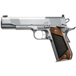 Kimber Mfg, Inc 3200402 Stainless II 45 ACP 7+1 5 Stainless Deep Crown BBL, Satin Stainless Optic Ready/Serr Slide, Satin Stainless Frame w/Beavertail, Black Walnut w/G10 Insert Grip,Pistol