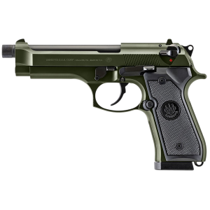 Beretta J92F300GR15 92FS Full Size Frame 9mm Luger 15+1 4.90 Black Steel BBL, OD Green Cerakote Serr Slide, OD Green Cerakote Alum Frame w/Beavertail, Black Textured Grip,Pistol