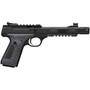 Browning 051597490 Buck Mark Contour Pro 22 LR 10+1 5.90 Matte Black Threaded w/Compensator Barrel, Matte Black Pic Rail Receiver, Matte Black Aluminum Frame w/Pic Rail, Black/Gray G10 Grip, Rimfire Pistol
