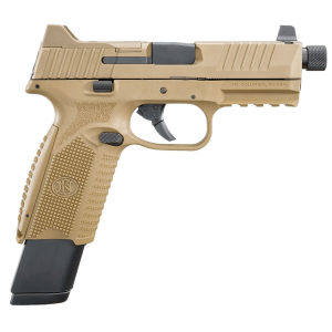 FN 66100373 509T 9mm Luger 17+1/24+1 4.50 in Black Steel Threaded Barrel, FDE Optic Cut/Serrated Stainless Steel Slide, FDE Polymer Frame w/Picatinny Rail, Pistol