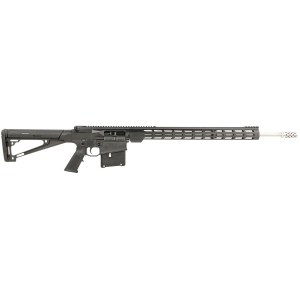 Great Lakes GL10LA7REMSSBLK AR-10 7mm Rem Mag 5+1 24 Stainless Threaded Barrel, Black Pic Rail Aluminum Receiver, 20 M-LOK Handguard, Black Hogue OverMolded Stock, Mil-Spec Grip, Right Hand, Rifle