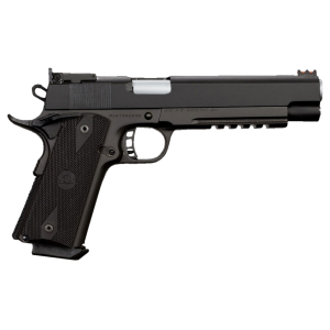 Rock Island 52008 Pro Ultra Match 10mm Auto Caliber with 6 in Barrel, 8+1 Capacity, Overall Black Parkerized Finish Steel, Picatinny Rail/Beavertail Frame, Serrated Slide & Black Rubber Grip, Pistol - Armscor Firearms