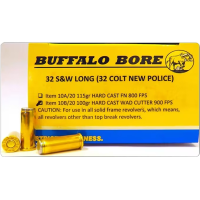 Buffalo Bore 37A20 Heavy Strictly Business 327Federal Mag 100gr Jacket Hollow Point 20 Per Box/12 Case Centerfire, Handgun Ammunition