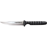 Cold Steel CS53NBS Spike 4 in Fixed Bowie Plain 4116 Stainless Steel Blade/Black Scalloped Griv-Ex Handle Includes Sheath, Knife