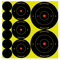 Birchwood Casey 34608 Shoot-N-C Reactive Target Variety Pack Self-Adhesive Paper Universal Black/Yellow Bullseye 132 Targets