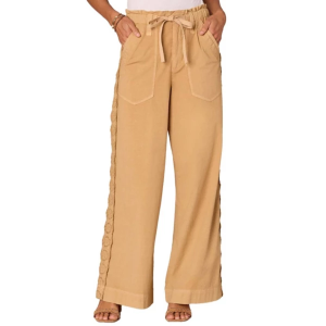 Scheels Women's Democracy Skyrise Paper Bag Waist Utility Wide Leg Pants 12 Caramel
