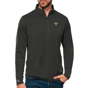 Antigua New Orleans Saints Antigua Tribute Long Sleeve 1/4 Zip 2XLarge Smoke