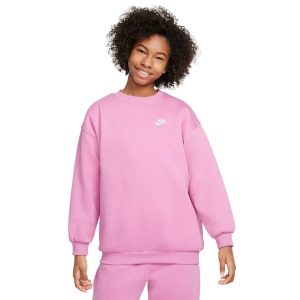Scheels Kids' Nike Sportswear Club Fleece Oversized Crew Neck Sweatshirt XLarge Magic Flamingo/White