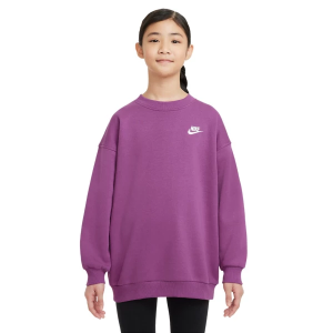 Scheels Kids' Nike Sportswear Club Fleece Oversized Crew Neck Sweatshirt Large Hot Fuchsia/White