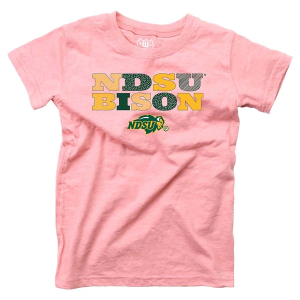 Wes And Willy North Dakota State Bison Wes and Willy Girls' Pink Basic Logo Kids' T-Shirt Medium Pink