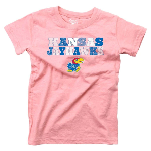 Wes And Willy Kansas Jayhawks Wes and Willy Girls' Pink Basic Logo Kids' T-Shirt 6 Pink