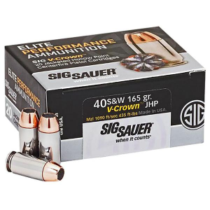 SIG SAUER Sig Elite Performance 165gr V-Crown JHP 20/bx Handgun Ammunition