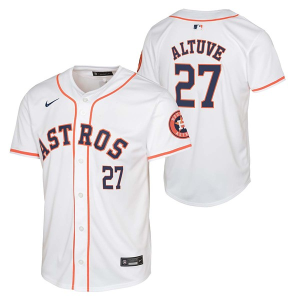Scheels Kids' Houston Astros Jose Altuve #27 Nike Home Jersey XLarge White