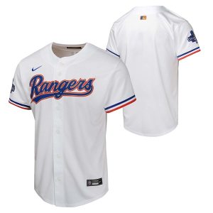 Scheels Kids' Texas Rangers Nike World Series Champions Jersey Small White