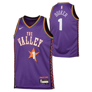 Scheels Kids' Phoenix Suns Devin Booker #1 Nike 2024 City Edition Jersey Medium Purple