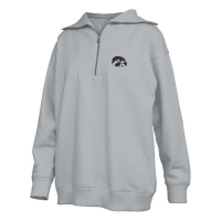 Iowa Hawkeyes Pressbox Women's Thelma 1/4 Zip Small Grey Heather