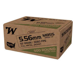 Winchester USA M855 Green Tip 5.56x45mm NATO Rifle Ammunition 500 Round Box