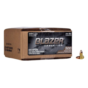Blazer Ammunition Blazer Brass FMJ 9mm Handgun Ammunition 500 Round Box