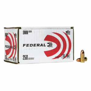 Federal Champion Training FMJ 9mm Handgun Ammunition 250 Round Box