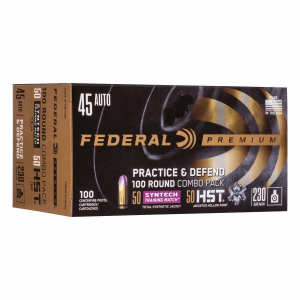 Federal Premium Practice & Defend Combo Pack 45 ACP Handgun Ammunition 100 Round Box