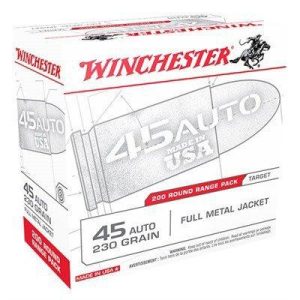 Winchester USA Target FMJ 45 ACP Handgun Ammunition 200 Round Box