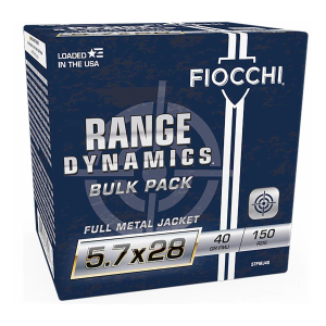 Fiocchi Range Dynamics FMJ Rifle Bulk Pack 5.7x28mm Handgun Ammunition 150 Round Box