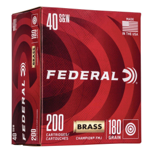 Federal Champion Brass FMJ 40 S&W Handgun Ammunition 200 Round Box