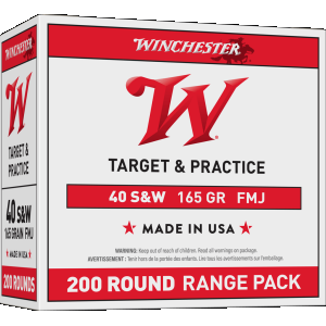 Winchester USA Target & Practice Range Pack 40 S&W Handgun Ammunition 200 Round Box