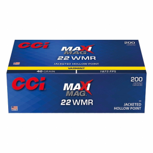 CCI Maxi-Mag Varmint JHP 22 Winchester Magnum Rimfire (WMR) Rimfire Ammunition 200 Round Box