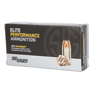 SIG SAUER Elite Performance V-Crown JHP 40 S&W Handgun Ammunition 50 Round Box