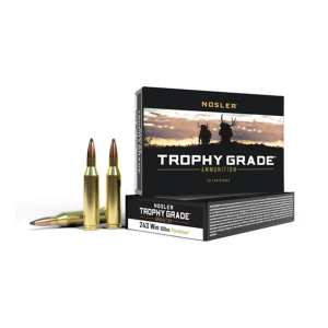 Nosler Partition Trophy Grade 243 Winchester Rifle Ammunition 20 Round Box