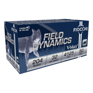 Fiocchi Field Dynamics V-MAX 204 Ruger Rifle Ammunition 50 Round Box