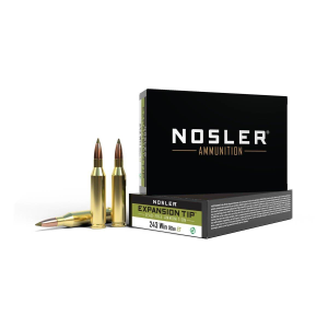 Nosler E-Tip Lead-Free 243 Winchester Rifle Ammunition 20 Round Box