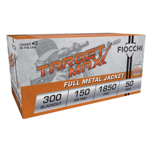 Fiocchi Target Max FMJ SCHEELS Exclusive 300 AAC Blackout Rifle Ammunition 50 Round Box