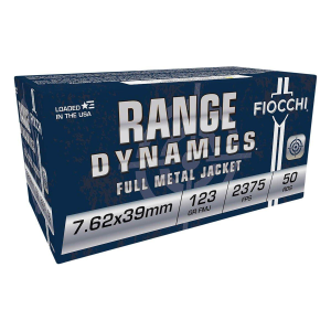 Fiocchi Range Dynamics FMJBT 7.62x39mm Rifle Ammunition 50 Round Box