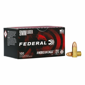 Federal American Eagle FMJ 9mm Handgun Ammunition 100 Round Box