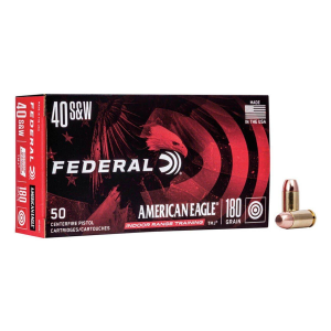 Federal American Eagle Indoor Range Training TMJ 40 S&W Handgun Ammunition 50 Round Box
