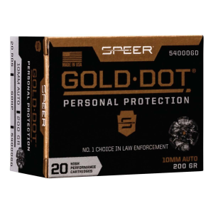 Speer Gold Dot Personal Protection 10mm Auto Handgun Ammunition 20 Round Box