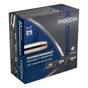 Fiocchi Hyperformance Defense XTP JHP 44 Remington Magnum Handgun Ammunition 25 Round Box