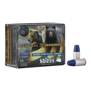 Federal Solid Core Synthetic Flat Nose 10mm Auto Handgun Ammunition 20 Round Box