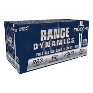 Fiocchi Range Dynamics FMJBT 223 Remington Rifle Ammunition 50 Round Box