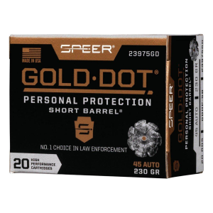 Speer Gold Dot Personal Protection Short Barrel 45 ACP Handgun Ammunition 20 Round Box
