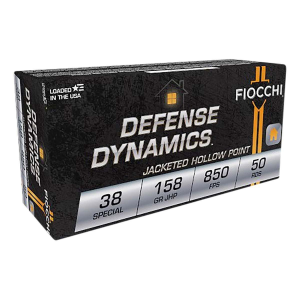 Fiocchi Defense Dynamics JHP 38 Special Handgun Ammunition 50 Round Box